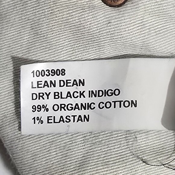Nudie Jeans Co 100% Organic Cotton Lean Dean Jeans - Dry Black Indigo - Sz 33x34 - Picture 8 of 8